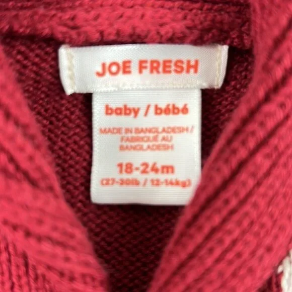 Joe Fresh Red Christmas Cabin Sweater 18  months - Picture 2 of 4